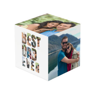 Cube Photo Meilleur Papa du Monde   Modèle de maquette de col