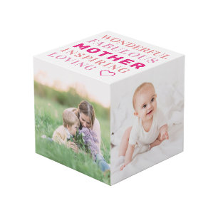 Cube Photo Mère Famille Photo Collage Typographie moderne