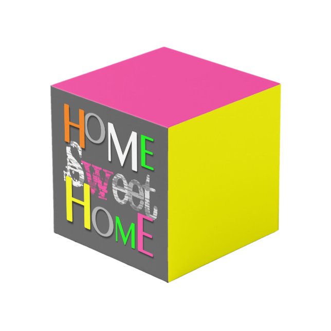 Cube Photo Moderne tendance Colorful Home Sweet Home (Angle devant)