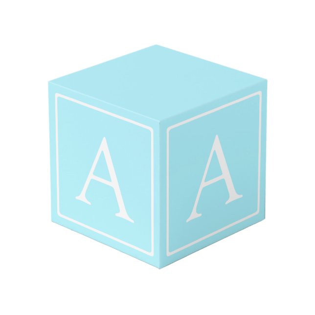 Cube Photo Monogramme bleu ciel simple (Angle devant)