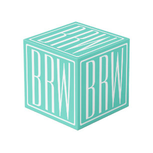 Cube Photo Monogramme Initiales 3 Moderne Gras Blanc Sur Aq