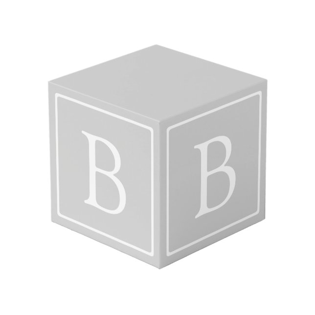 Cube Photo Monogramme simple gris clair (Angle devant)