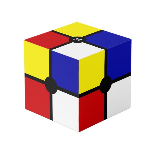 Cube Photo Monogramme sur l'art inspiré de Mondrian de style (Angle devant)