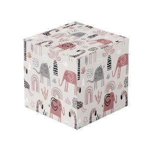 Cube Photo motif avec des éléphants et des girafes mignons gé