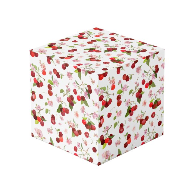 Cube Photo Motif Cerise 1 (Angle devant)