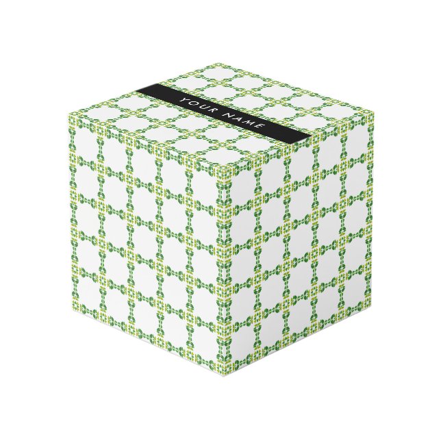 Cube Photo Motif de feuille, feuilles vertes, votre nom (Angle devant)