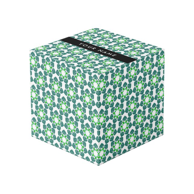 Cube Photo Motif de feuille, feuilles vertes, votre nom (Angle devant)