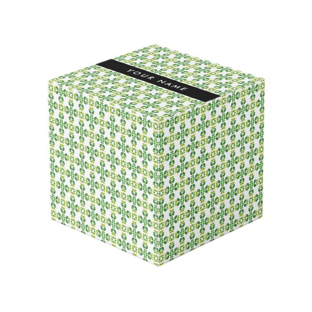 Cube Photo Motif de feuille, feuilles vertes, votre nom (Angle devant)