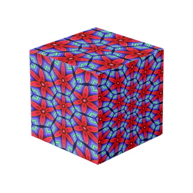 Cube Photo Motif de Fleurs de tissus rouges (Angle devant)