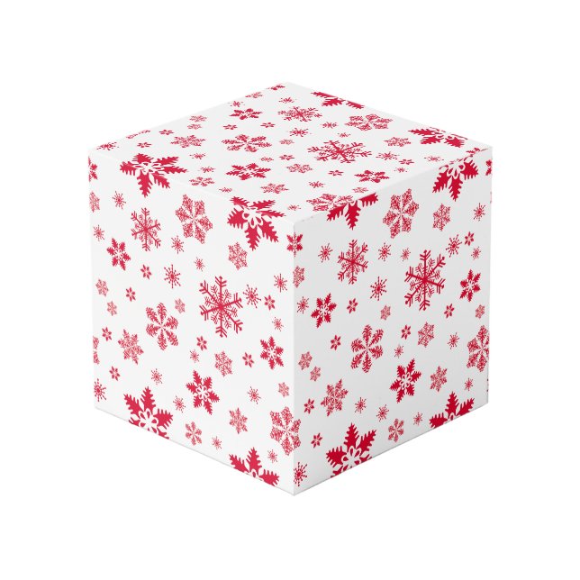 Cube Photo Motif de flocon de neige, Flammes de neige rouges, (Angle devant)