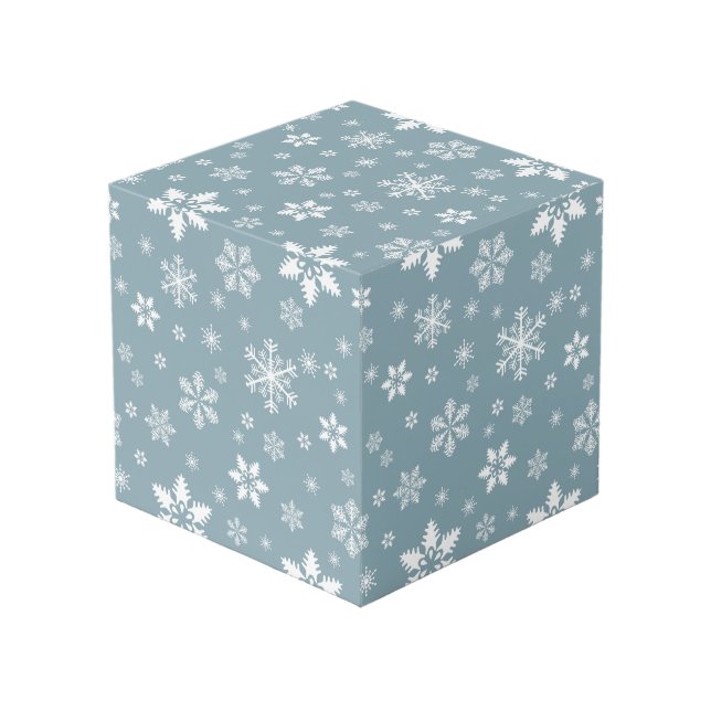 Cube Photo Motif de flocon de neige, flocons blancs, neige, g (Angle devant)