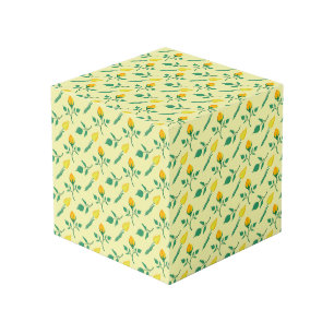 Cube Photo Motif floral avec rose jaune et fleurs de tulipe