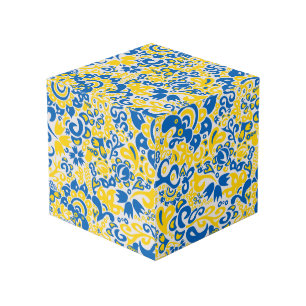 Cube Photo Motif folklorique aux couleurs du drapeau ukrainie