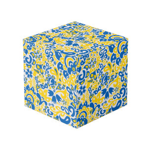 Cube Photo Motif folklorique aux couleurs du drapeau ukrainie