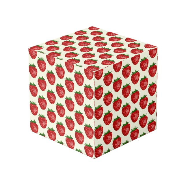 Cube Photo Motif fraises, fraises rouges, fruits, feuilles (Angle devant)