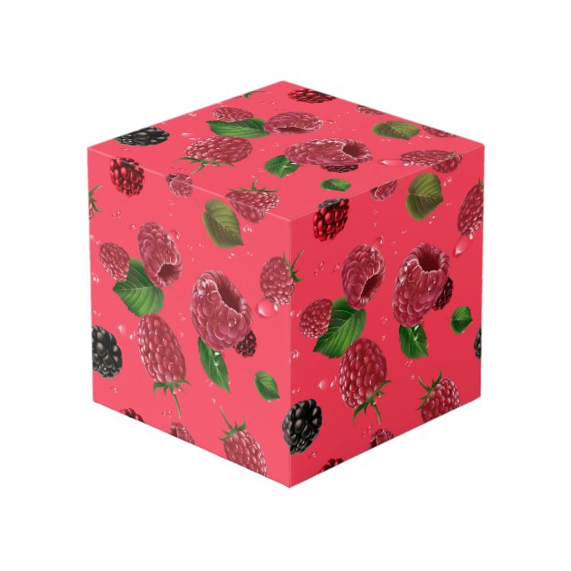 Cube Photo Motif framboise (Angle devant)
