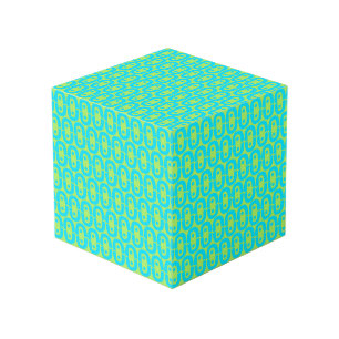 Cube Photo Motif géométrique turquoise et vert lime