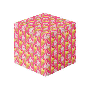 Cube Photo Motif rose Kawaii avec crème glacée aux fraises