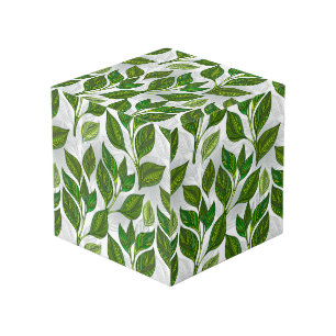 Cube Photo Motif sans couture avec Feuilles de thé vert