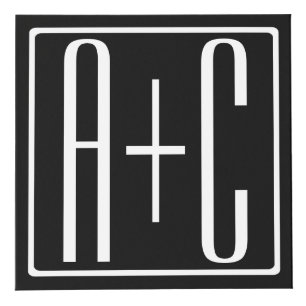 Cube Photo Noir & Blanc   Initiales de couple