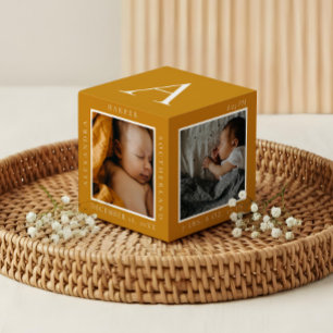 Cube Photo Nom du bébé minimal et statistiques de naissance