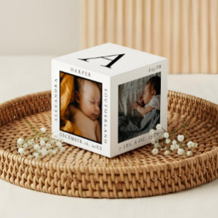 Cube Photo Nom du bébé minimal et statistiques de naissance