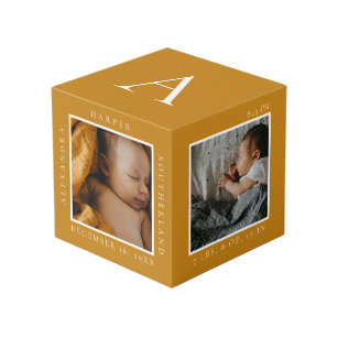 Cube Photo Nom du bébé minimal et statistiques de naissance