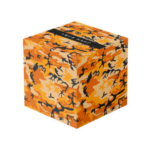 Cube Photo Orange Camouflage Votre nom Personnalisez