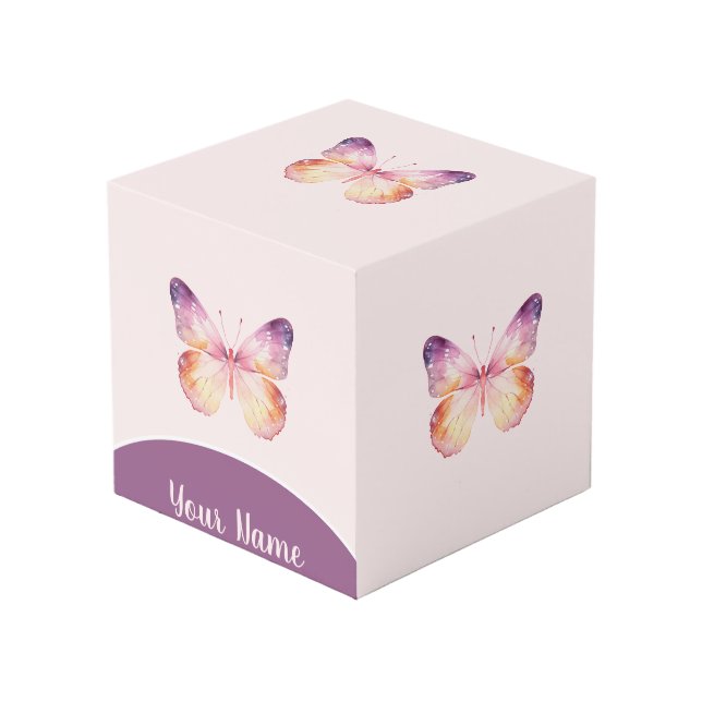 Cube Photo Papier aquarelle papillon Art  (Angle devant)