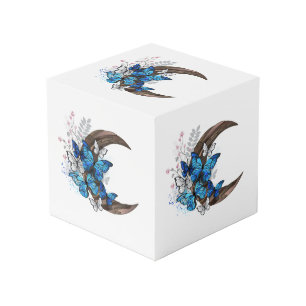 Cube Photo Papillons bleus sur croissant en bois