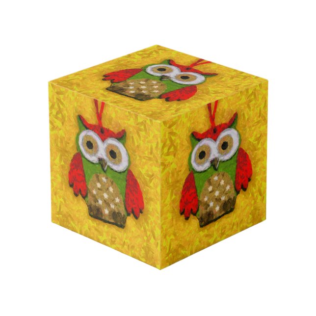 Cube Photo Peinture de hibou (Angle devant)