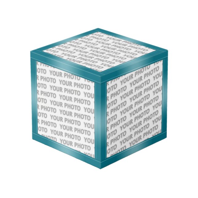 Cube Photo Pentes STRIPES - bleu océan + vos idées (Angle devant)