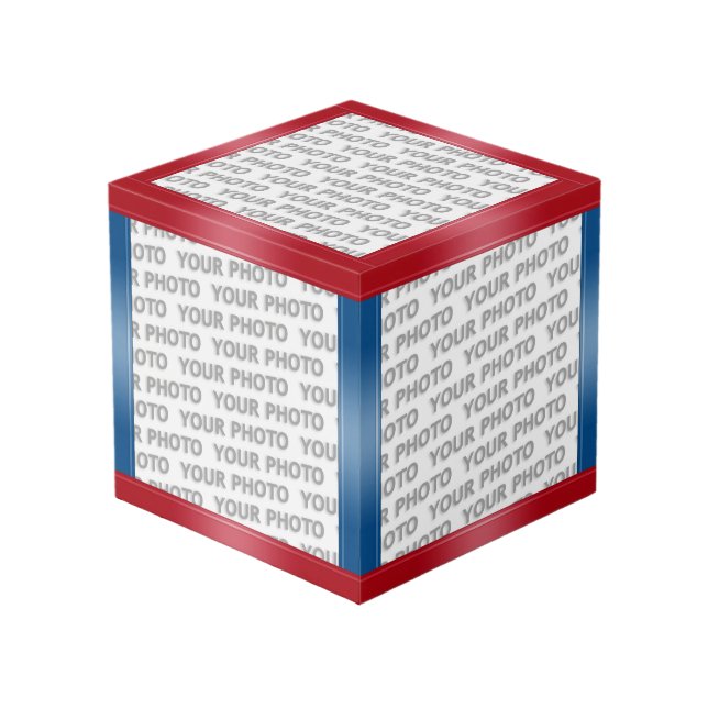 Cube Photo Pentes STRIPES - bleu rouge + vos idées (Angle devant)