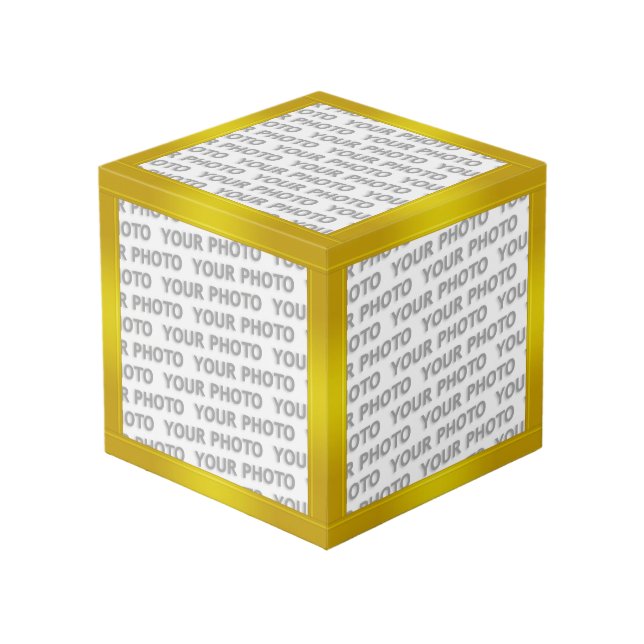 Cube Photo Pentes STRIPES - jaune olive + vos idées (Angle devant)