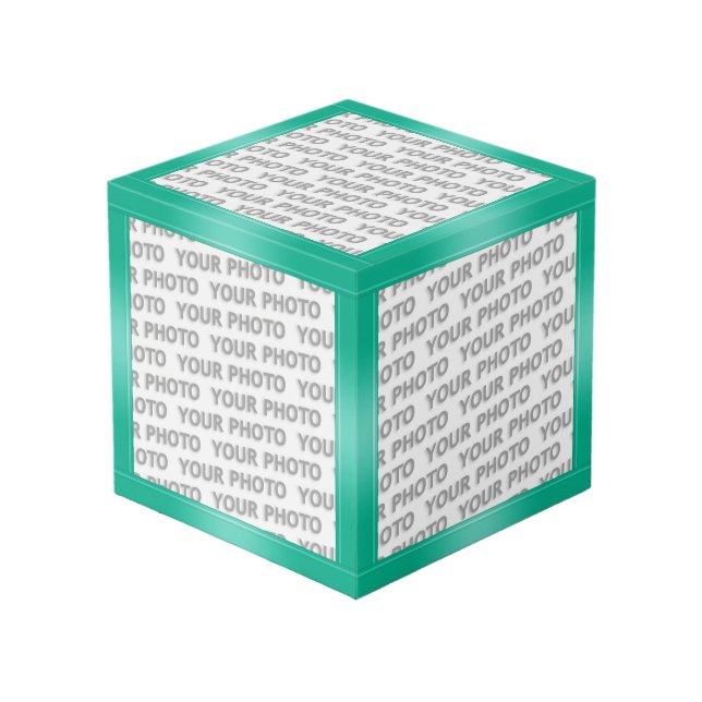 Cube Photo Pentes STRIPES - vert océan + vos idées (Angle devant)