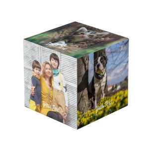 Cube Photo Personnalisé avec Texte Design Personna