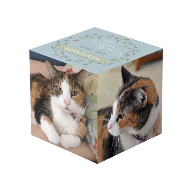 Cube Photo Pet Memorial Custom 4 Photo (Angle devant)