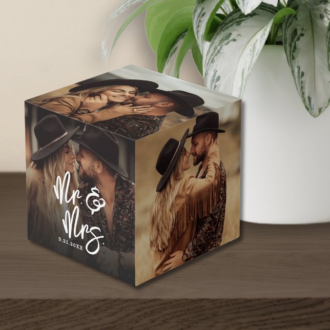 Cube Photo Photo de couple de jeunes mariés personnalisé en s (Personalized Keepsake Newlywed Couple Photo Cube)