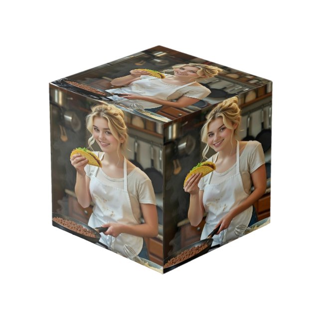 Cube Photo Photo de manger des tacos Personnaliser (Angle devant)