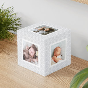 Cube Photo Photo Motif chic gris Trellis