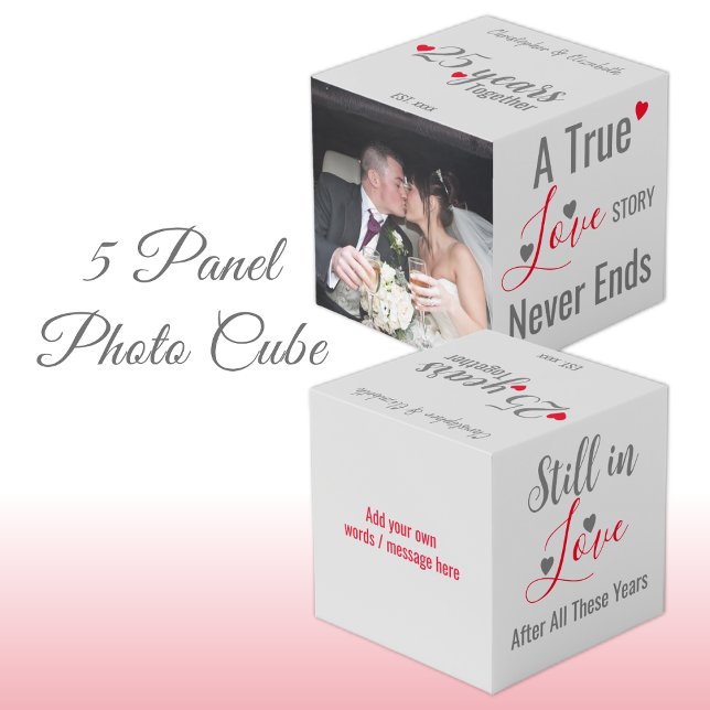 Cube Photo Photo rouge de 25 ans d'argent (Créateur téléchargé)