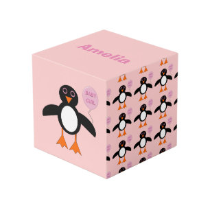Cube Photo Pingouin bébé rose mignon Personnalisé