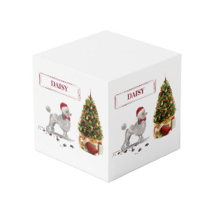 Cube Photo Poodle gris drôle Chien de Noël avec arbre