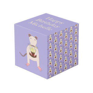 Cube Photo Rat de Siamese avec gâteau d'anniversaire personna