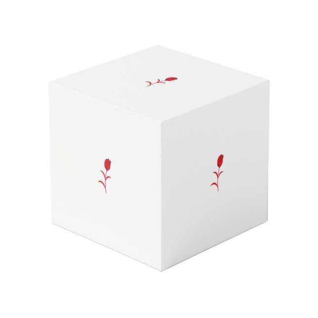 Cube Photo Rose Madder, Rouge lave, design floral (Angle devant)