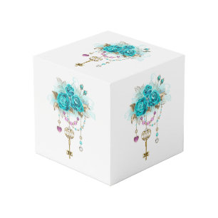 Cube Photo Roses turquoise avec touches
