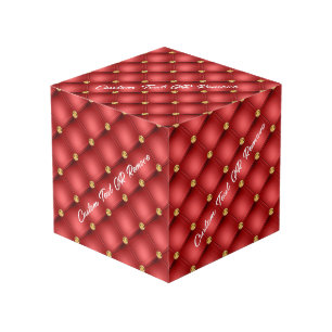 Cube Photo Rouge Diamant Tufted personnalisé Nom de texte Cub