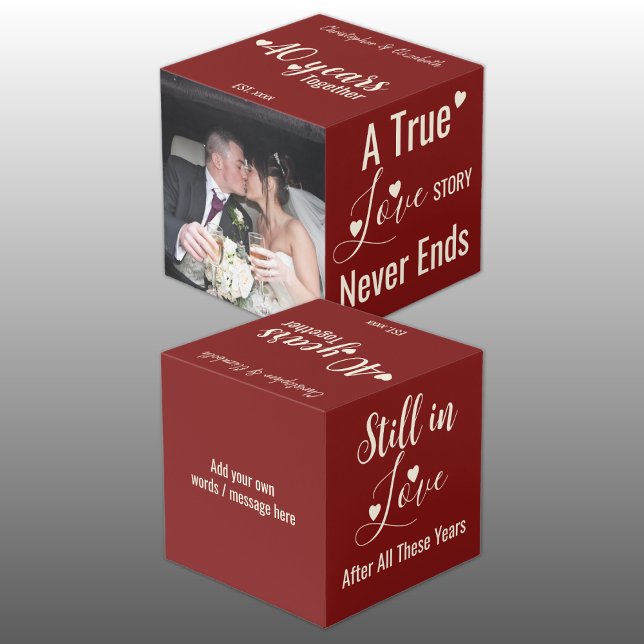 Cube Photo Ruby 40 ans anniversaire crème rouge photo (Créateur téléchargé)