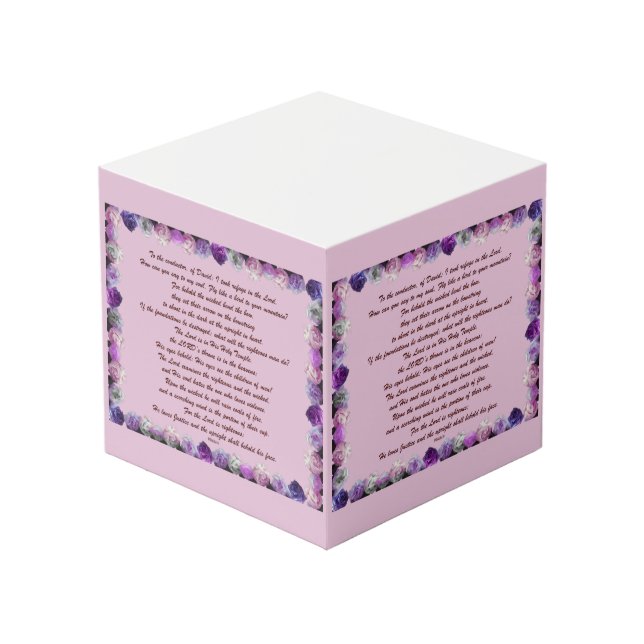 Cube Photo Scripture, Psalm 11, Purple Roses (Angle devant)