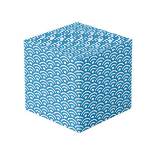 Cube Photo Seigaiha, Vagues, Japonais, Bleu et Blanc